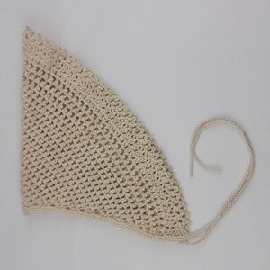 Cream Crocheted Patterned Tie Back Head Hair Bandana Kerchief Handmade